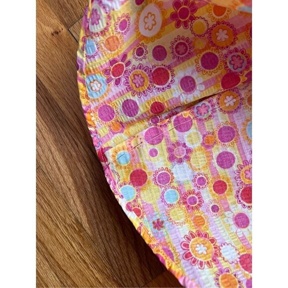Vintage Girls Flower Power Dress 90s does 70s Seersucker - Picture 5 of 6